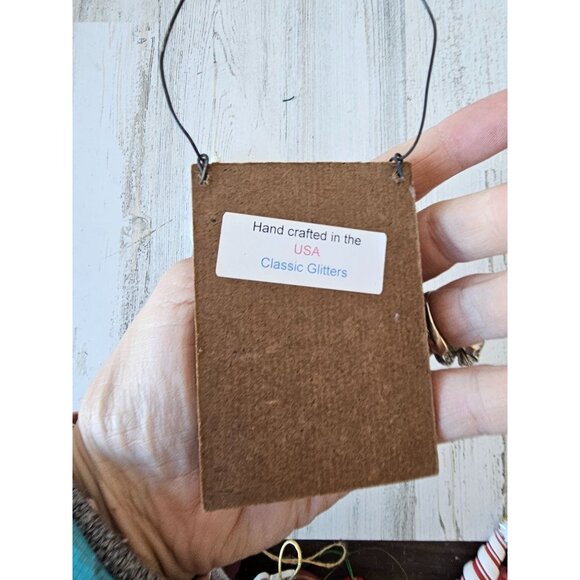 Glitter Santa icicle sign ornament father vintage style Xmas tree - Picture 7 of 7